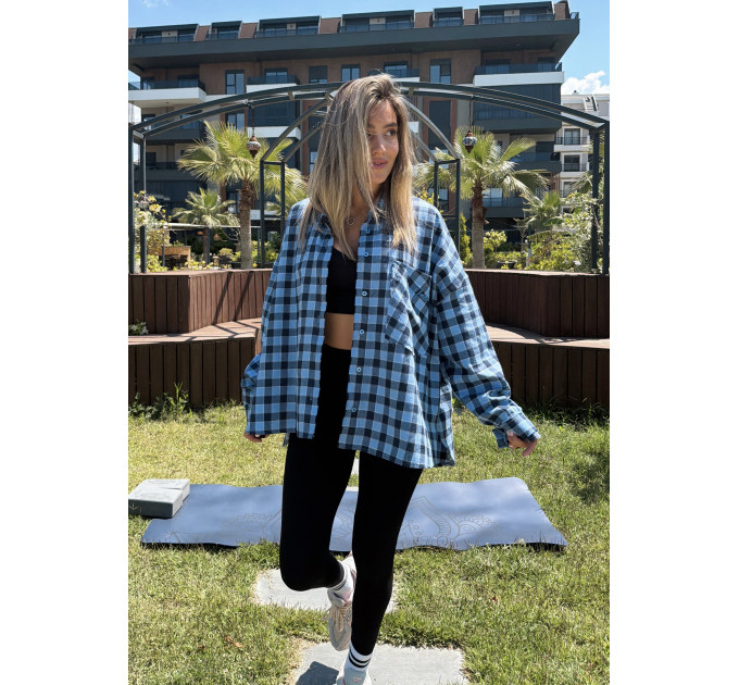 Жіноча сорочка Fluid City Dark Blue в клітинку
