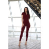 Women's sports jumpsuit with a zipper Mind Body Shemer Marsala T-shirt in marsala color
