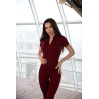 Women's sports jumpsuit with a zipper Mind Body Shemer Marsala T-shirt in marsala color
