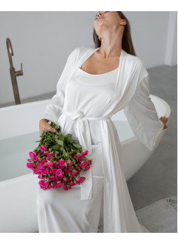 Anetta White Silk Maxi Robe Anetta White Silk Maxi Robe