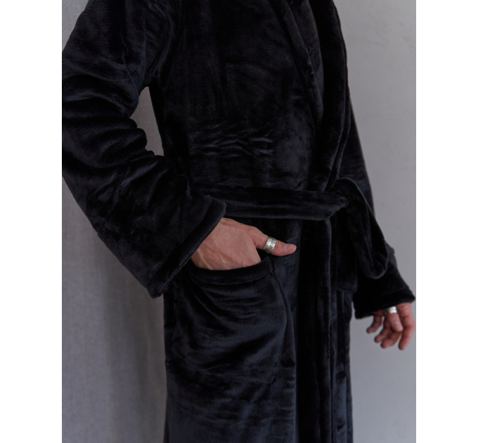 Men's Black Bathrobe