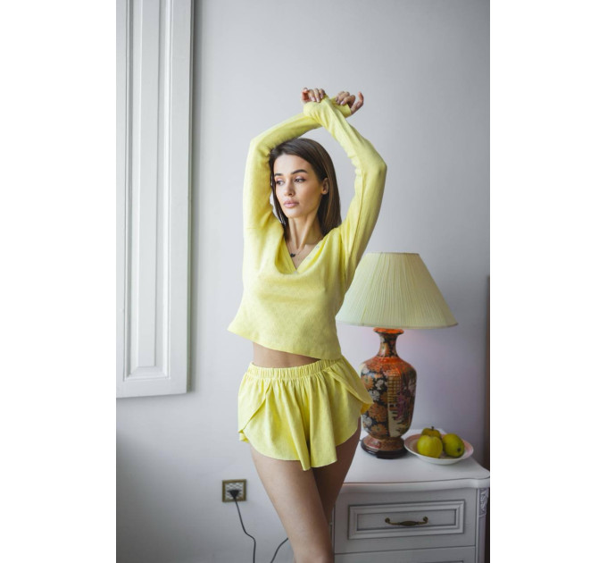 Піжамний костюм-трійка Nicoletta Yellow трикотажний