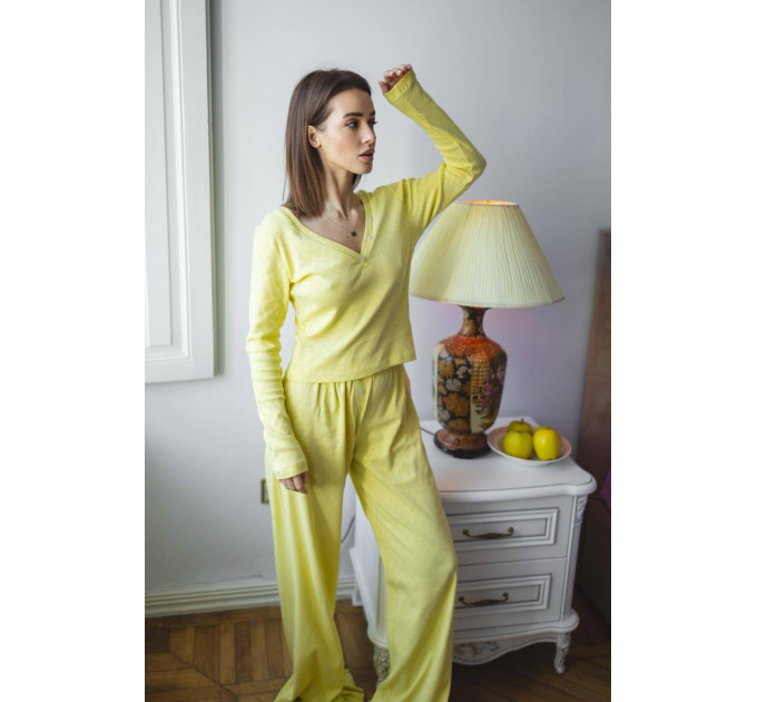 Піжамний костюм-трійка Nicoletta Yellow трикотажний