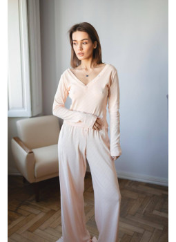 Nicoletta Peach Three-Piece Pajama Set Nicoletta Peach Three-Piece Pajama Set