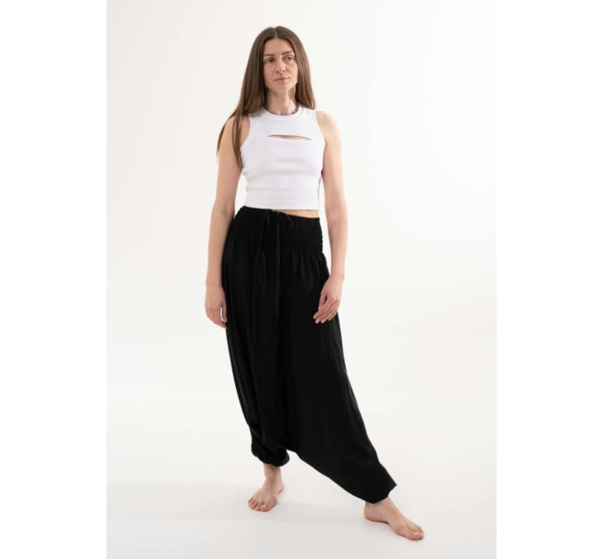 Шаровари Аладіни Black RAO WEAR — чорна модель зі свободою рухів і трансформацією у комбінезон