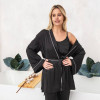 Raya Women's 4-Piece Black Armani Silk Pajama Set (Robe, Top, Shorts & Pants)