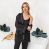 Raya Women's 4-Piece Black Armani Silk Pajama Set (Robe, Top, Shorts & Pants)