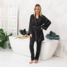 Raya Women's 4-Piece Black Armani Silk Pajama Set (Robe, Top, Shorts & Pants)