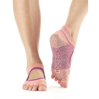 Шкарпетки для йоги ToeSox Grip Half Bellarina (Persimmon Stripe)