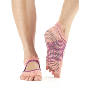 Шкарпетки для йоги ToeSox Grip Half Bellarina (Persimmon Stripe) Шкарпетки для йоги ToeSox Grip Half Bellarina (Persimmon Stripe)