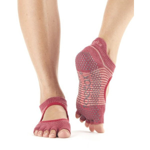 Шкарпетки для йоги ToeSox Grip Half Bellarina (Pomegranate Stripe) Шкарпетки для йоги ToeSox Grip Half Bellarina (Pomegranate Stripe)