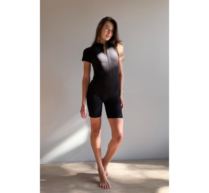 Black Kabo-Verde Soft Touch Cotton Sports Jumpsuit