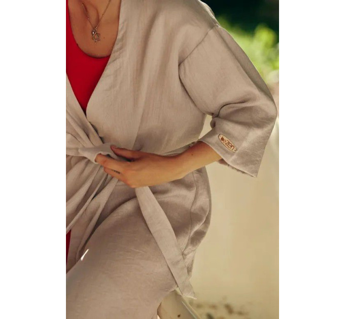 OKINAWA Gray Linen Kimono | Zenwear